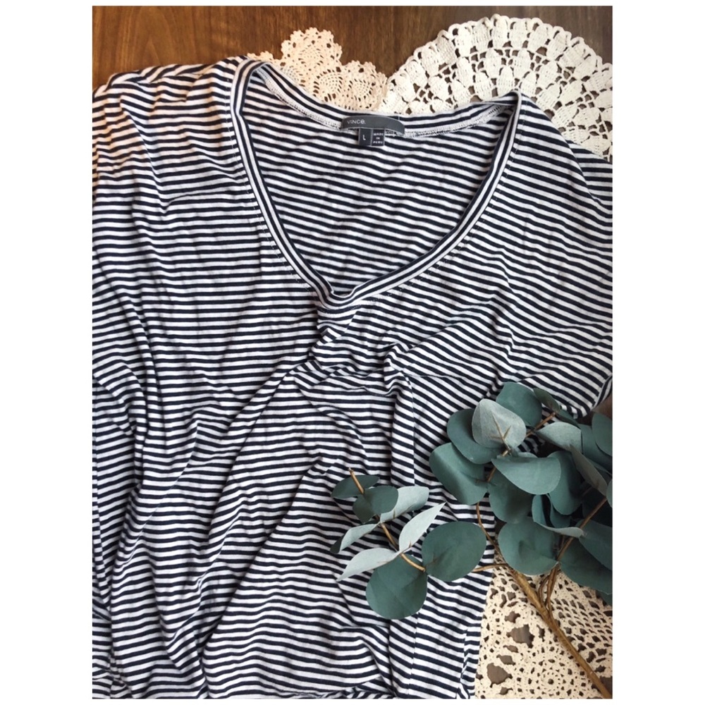 Vince | striped short sleeve side twist shirt